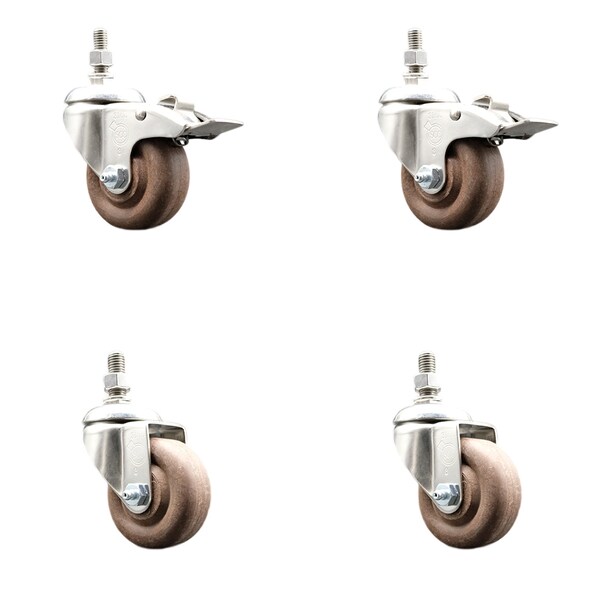 Service Caster 3 Inch 316SS High Temp Glass Filled Nylon 1/2 Inch Stem Caster Lock Brake, 2PK SS316TSTTL20S314-GFNSHT-121315-2-S2 - main